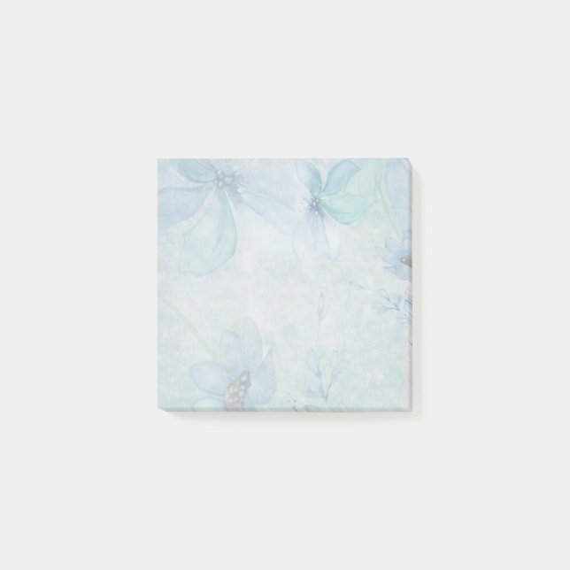 Notes de post-it de fleurs de Teal d'aquarelle (Devant)