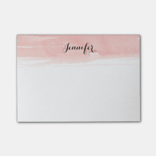 Notes de post-it de lavage d'aquarelle, roses