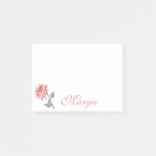 Notes de post-it de rose personnalisée