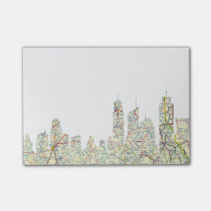 Notes de post-it de ville de feuille de route