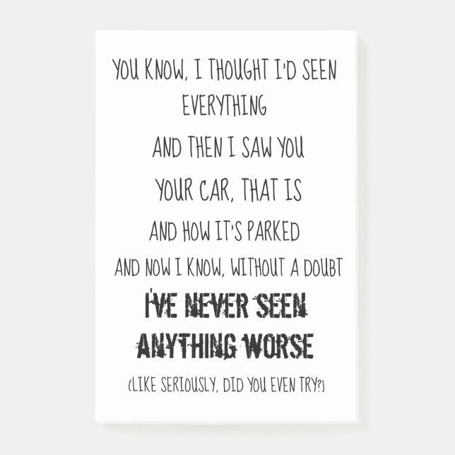 Notes de post-it drôles de stationnement (Devant)