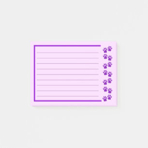 Notes de post-it Empreinte de patte violet