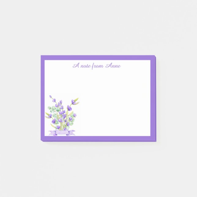 Notes de post-it florales de lavande violette pers (Devant)