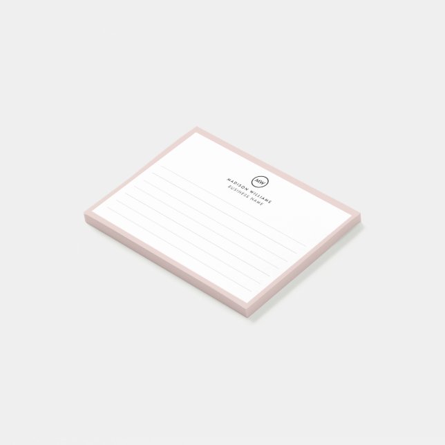 Notes de post-it monogramme minimum pour le client (Incliné)