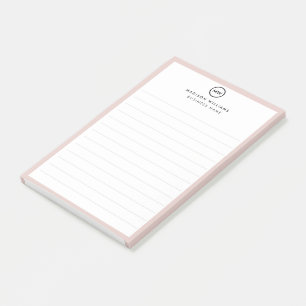 Notes de post-it monogramme minimum pour le client