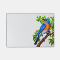 Notes de post-it orientales d'art d'oiseau bleu