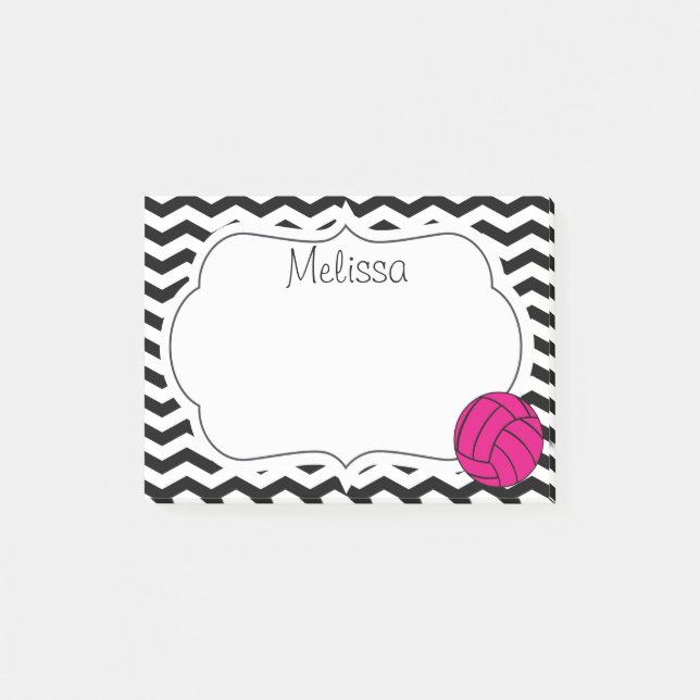 Notes de post-it roses de monogramme de Chevron de (Devant)