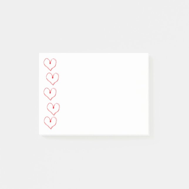 Notes de post-it rouges de coeurs (Devant)