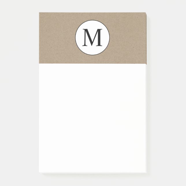 Notes de post-it rustiques de monogramme (Devant)