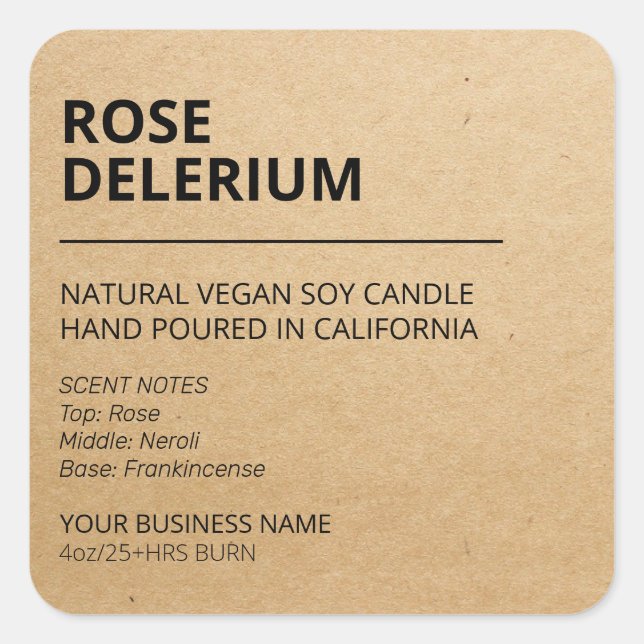 Notes d'odeur de papier Kraft Étiquettes de produi (Devant)