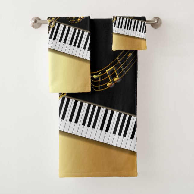Notes d'or élégantes, Touches de piano, Noir (En situation)