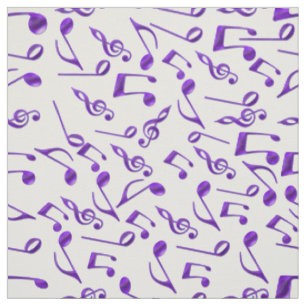 Notes et clefs pourpres de musique sur tout tissu
