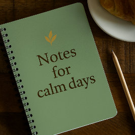 Notes for Calm Days – Minimalist Green Notebook Notizblock