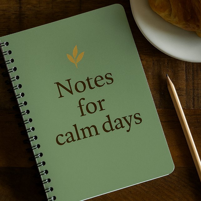 Notes for Calm Days – Minimalist Green Notebook Notizblock (Notebook cozy sage cover quote)