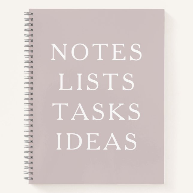 Notes Lists Tasks Ideas Minimal Spiral Notebook Notizbuch (Vorderseite)
