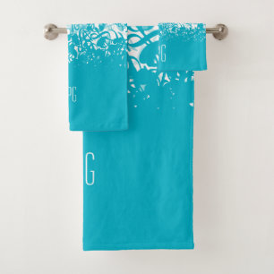 Notes musicales de pluie de monogramme Aqua