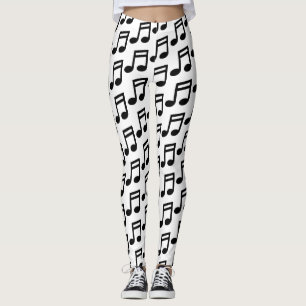 Notes musicales en noir et blanc leggings motifs