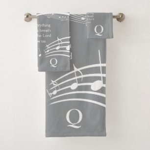 Notes musicales grises modernes Monogramme