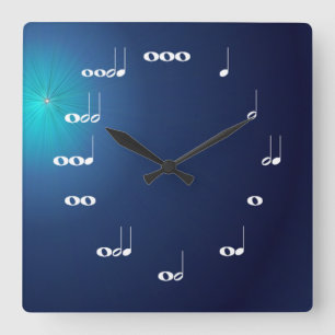 Notes musicales Horloge Minuit Bleu