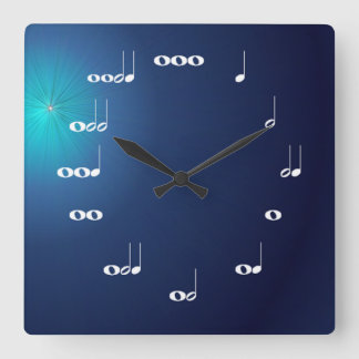 Notes musicales Horloge Minuit Bleu