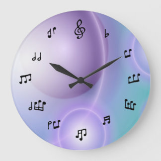 Notes musicales Horloge sur bleu clair/violet
