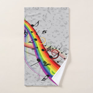 Notes musicales noires d'arc-en-ciel sur le gris