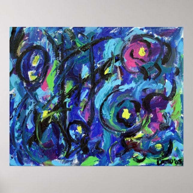 Notes musicales Poster de peinture d'art Abstrait (Devant)