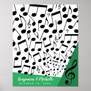 Notes musicales Poster du livre d'or - 50 espaces