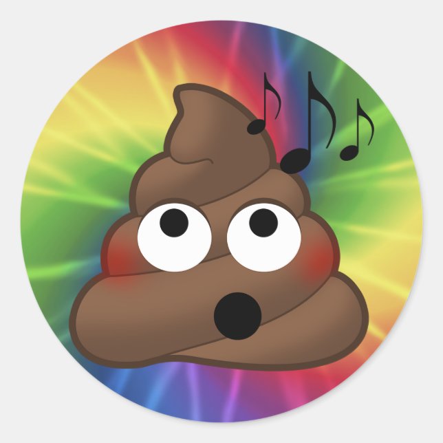 Notes musicales Stickers ronds Poop Emoji Tie Dye (Devant)
