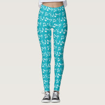 Notes musicales turquoise et blanche Leggings