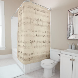 Notes musicales vintages Élégant rideau de douche 