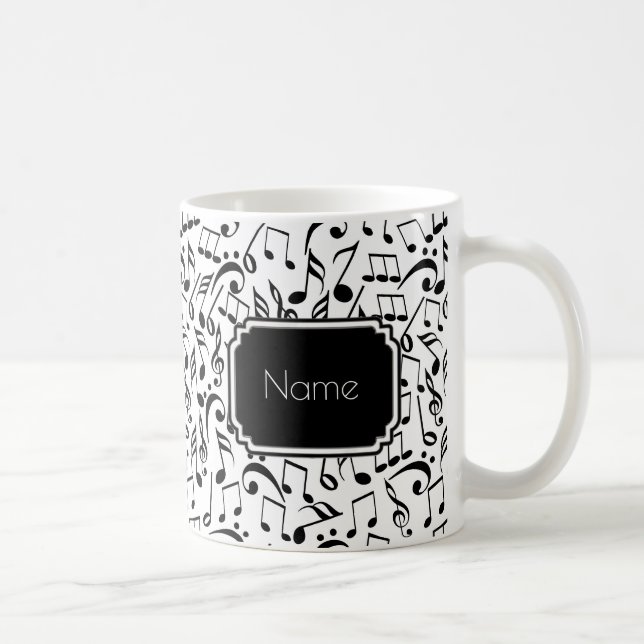 Notes noires de musique sur la tasse personnalisée (Droite)