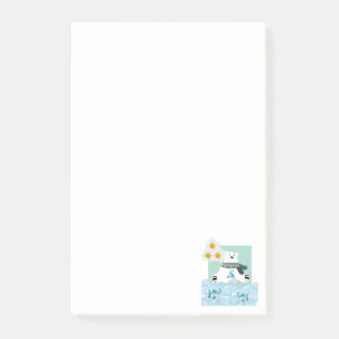Notes Polar Bear Daisy Floral Post-it Klebezettel