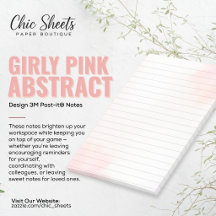 Notes Post-it® 3M au design abstrait rose féminin