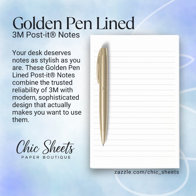 Notes Post-it® 3M lignées Golden Pen (Créateur téléchargé)