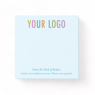 Notes Post-it® bleues Logo Entreprise De la part d