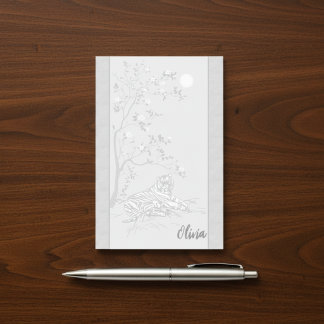 Notes Post-it d'art Vintage Tiger avec nom personn
