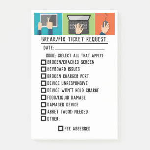 Notes post-it® de la demande de billet de rupture/