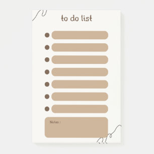 Notes post-it de la liste des tâches Brown