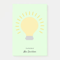 Notes post-it de l'ampoule de l'enseignant