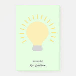 Notes post-it de l'ampoule de l'enseignant
