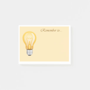 Notes post-it de l'ampoule lumineuse