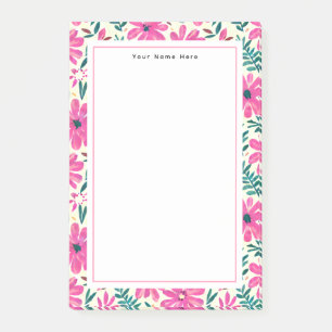 Notes post-it de motif floral rose