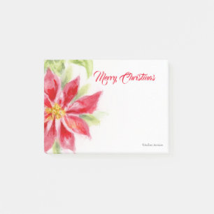 Notes post-it de Noël Poinsettia Watercolor