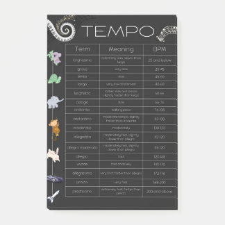 Notes post-it de tableau de tempo musical