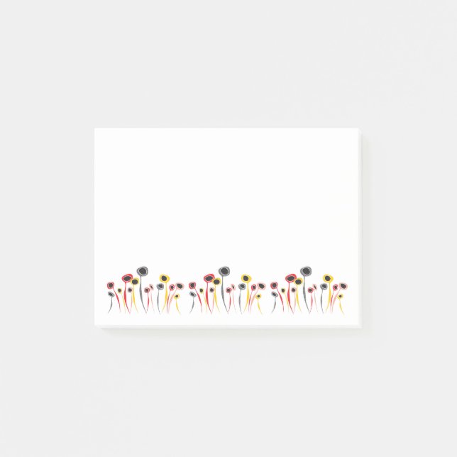 Notes post-it des fleurs rétro (Devant)