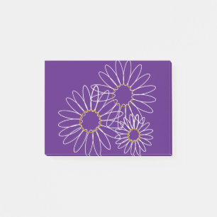 Notes post-it des marguerites blanches et dorées