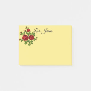 Notes post-it des roses rouges