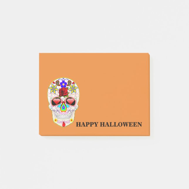 Notes post-it du crâne d'Halloween (Devant)
