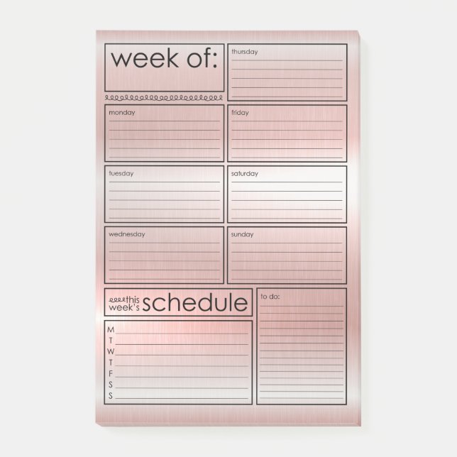 notes Post-it® du planificateur hebdomadaire (Devant)